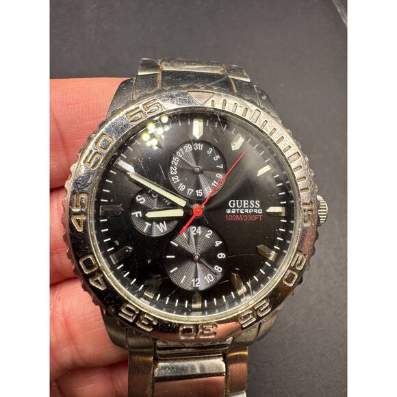 Guess Waterpro Men's Watch G95377G Black Dial Stainless Steel 41.4mm 100M WR - Picture 6 of 12